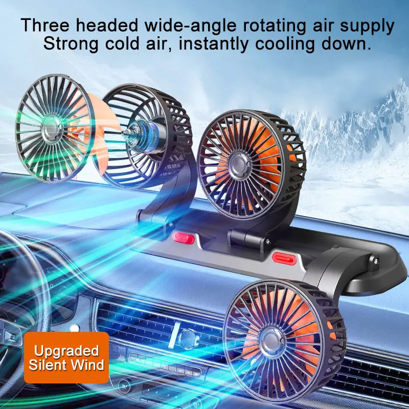 12v Automotive Car Fan 24v 360° Adjustable 3 Head Air Fan Low Noise Multifunctional Temporary Parking Card Auto Vehicles Fan
12v Automotive Car Fan 24v 360° Adjustable 3 Head Air Fan Low Noise Multifunctional Temporary Parking Card Auto Vehicles Fan