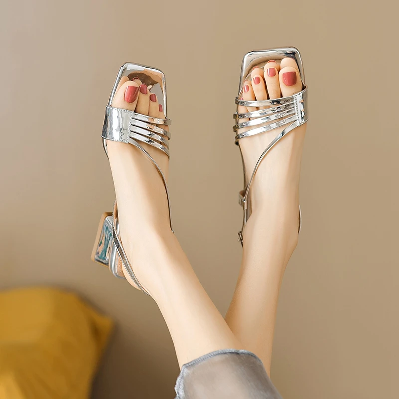 Women's New Summer Leather Cowhide Square Toe Elastic Hollow Breathable Mid Heel Open Toe Fish Mouth Shoes Fashion Sandals
Women's New Summer Leather Cowhide Square Toe Elastic Hollow Breathable Mid Heel Open Toe Fish Mouth Shoes Fashion Sandals