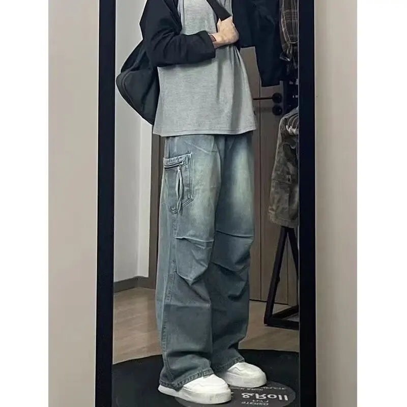 Retro Spliced Casual Jeans Men's High Street Pleated Design Loose Straight Wide-leg Trousers Classic Man Pants Hairpin Sport P44
Retro Spliced Casual Jeans Men's High Street Pleated Design Loose Straight Wide-leg Trousers Classic Man Pants Hairpin Sport P44