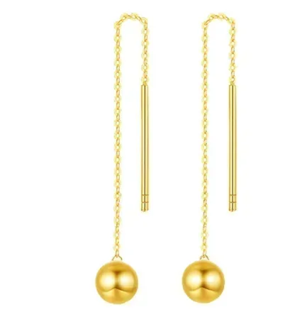 18k gold ball earrings drop earring for women solid gold long earrings
18k gold ball earrings drop earring for women solid gold long earrings