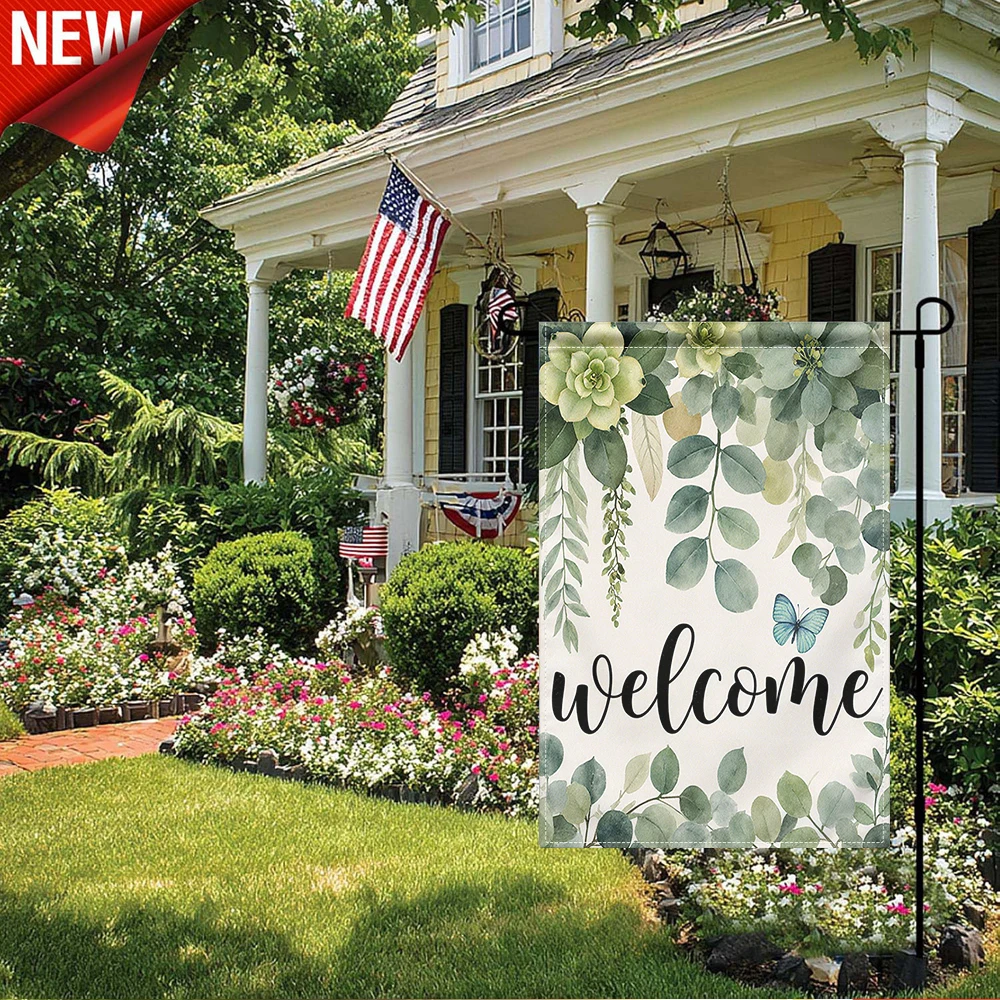 1PC, Watercolor Eucalyptus Welcome Garden Flag, Spring Summer Greenery Floral Yard Flag, Double Sided Butterfly Botanical Outdoor Decorative Flag for Patio Lawn Porch Farmhouse Seasonal Outside Decor, Large Vertical Welcome Banner
1PC, Watercolor Eucalyptus Welcome Garden Flag, Spring Summer Greenery Floral Yard Flag, Double Sided Butterfly Botanical Outdoor Decorative Flag for Patio Lawn Porch Farmhouse Seasonal Outside Decor, Large Vertical Welcome Banner