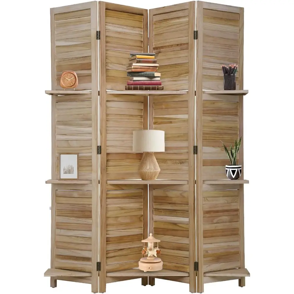 Деревянная ширма-перегородка на 4 панели с полками, складная, для зонирования помещения
Деревянная ширма-перегородка на 4 панели с полками, складная, для зонирования помещения