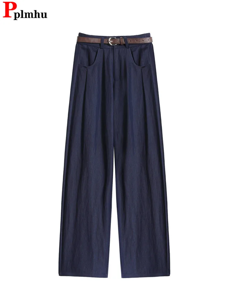 Women Casual Thin Straight Pants Korean Fashion High Waist Wide Leg Pantalones Classic Solid Loose Pleated Design Spodnie New
Women Casual Thin Straight Pants Korean Fashion High Waist Wide Leg Pantalones Classic Solid Loose Pleated Design Spodnie New