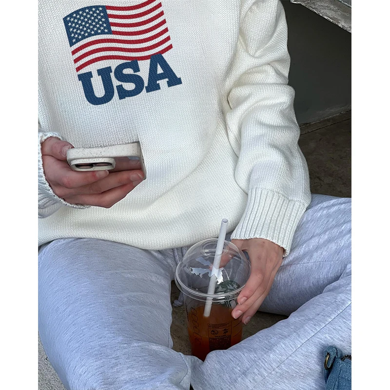 2024 New Women Flag Pattern Sweaters Vintage Loose Warm Sweaters Long Sleeve Round Casual Harajuku Pullovers Knitwear Streetwear
2024 New Women Flag Pattern Sweaters Vintage Loose Warm Sweaters Long Sleeve Round Casual Harajuku Pullovers Knitwear Streetwear