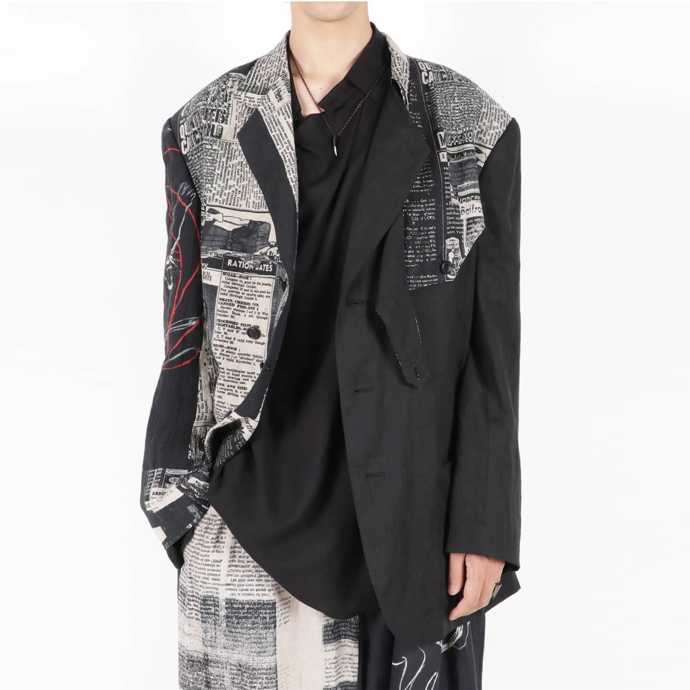 YOJI OOAK linen newspaper CAMBRICK printed blazer Niche designer brand black jacket
YOJI OOAK linen newspaper CAMBRICK printed blazer Niche designer brand black jacket