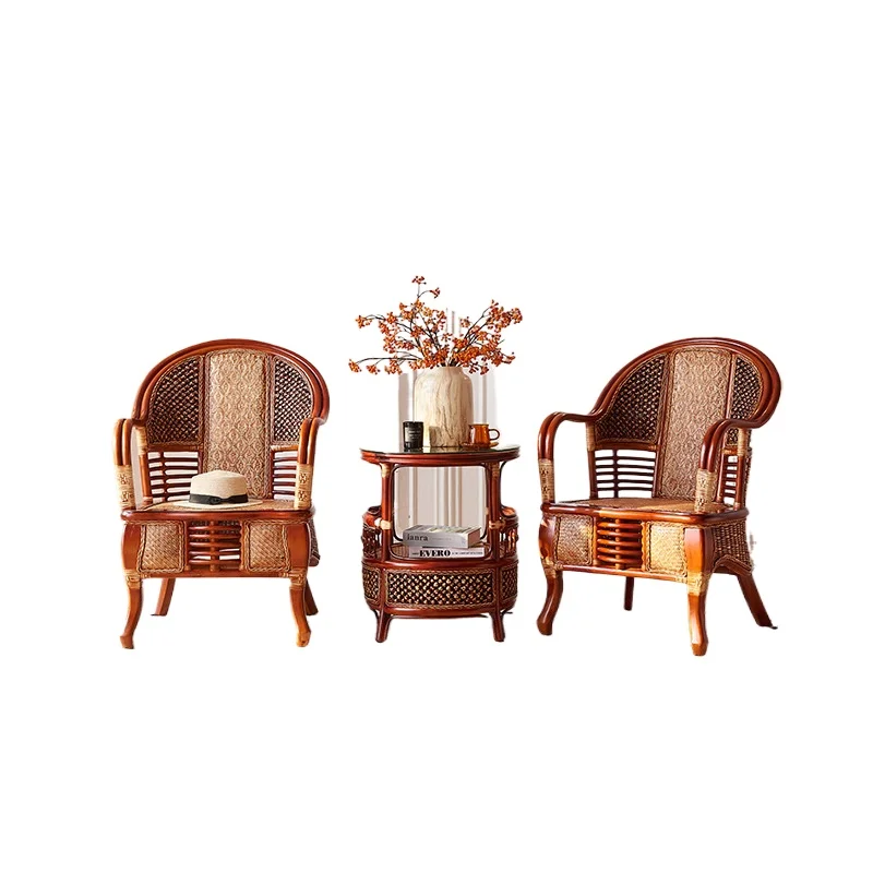LMM rattan chair three-piece set South East Asia balcony coffee table combination high backrest natural rattan weaving
LMM rattan chair three-piece set South East Asia balcony coffee table combination high backrest natural rattan weaving