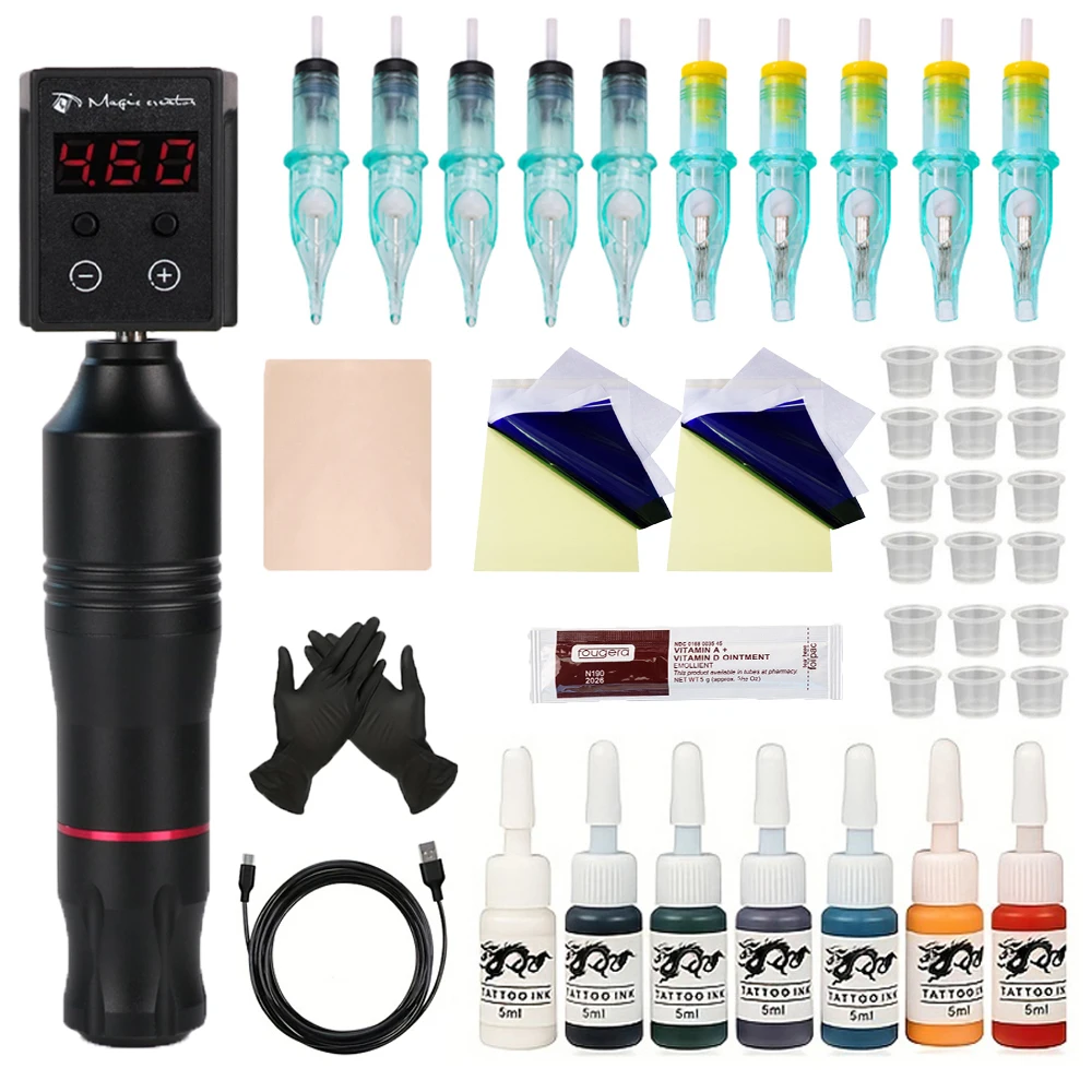Wireless Tattoo Pen Kit For Beginner Rotary Cartridge Tattoo Machine With LED Digital Battery Power Supply Complete Tattoo Kit
Wireless Tattoo Pen Kit For Beginner Rotary Cartridge Tattoo Machine With LED Digital Battery Power Supply Complete Tattoo Kit