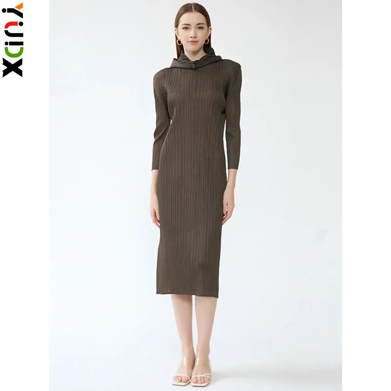YUDX Miyake Pleated Dress Women Hooded Slim Vintage Style Full Sleeve Medium Long New Spring 2024 Solid Color Evening Party
YUDX Miyake Pleated Dress Women Hooded Slim Vintage Style Full Sleeve Medium Long New Spring 2024 Solid Color Evening Party