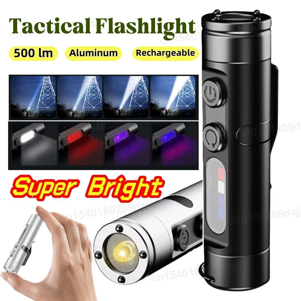 Multi-function Mini Portable LED Flashlight Super Bright Waterproof Keychain Lamp Cap Clip Lamp Rechargeable for Hiking Camping