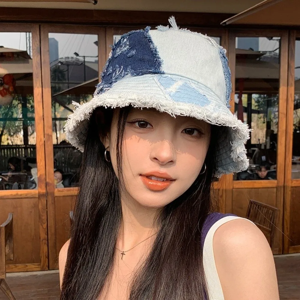Niche Japanese Denim Bucket Hat Beggar Style Splicing Retro Fisherman Hat Bule Patched Sun Protection Basin Cap Unisex
Niche Japanese Denim Bucket Hat Beggar Style Splicing Retro Fisherman Hat Bule Patched Sun Protection Basin Cap Unisex
