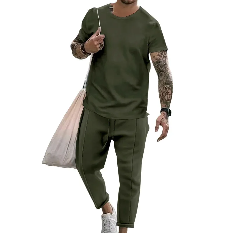 Mens Sets Two-piece Round Neck Short Sleeves T-shirt and Trousers Suit Casual Fashion Large Size Solid Ropa De Hombre
Mens Sets Two-piece Round Neck Short Sleeves T-shirt and Trousers Suit Casual Fashion Large Size Solid Ropa De Hombre