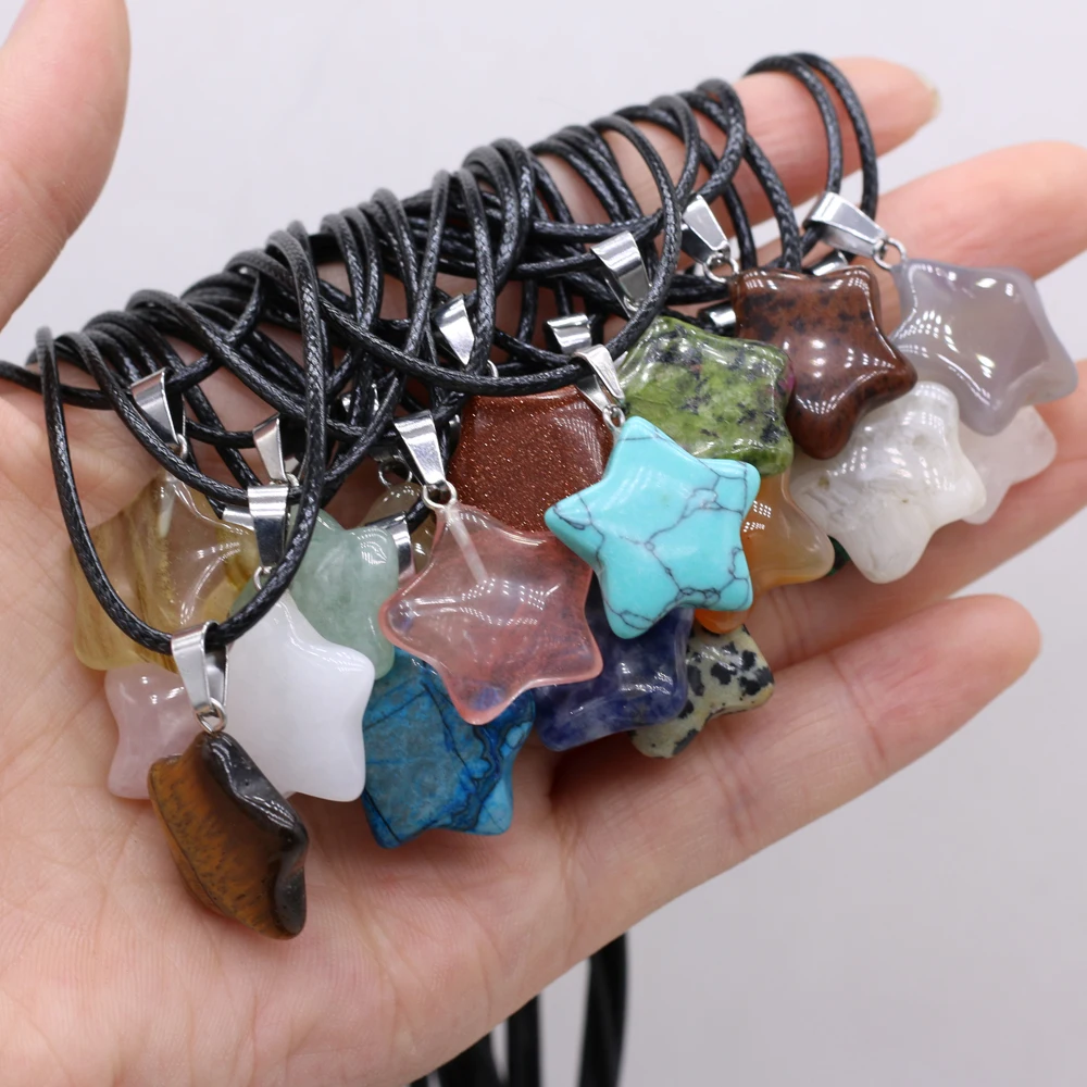 Natural Five-pointed Star Shape Agates Tiger Eye Clear Quartzs Stone Pendant Necklace for Women Jewelry Gifts 40cm
Natural Five-pointed Star Shape Agates Tiger Eye Clear Quartzs Stone Pendant Necklace for Women Jewelry Gifts 40cm