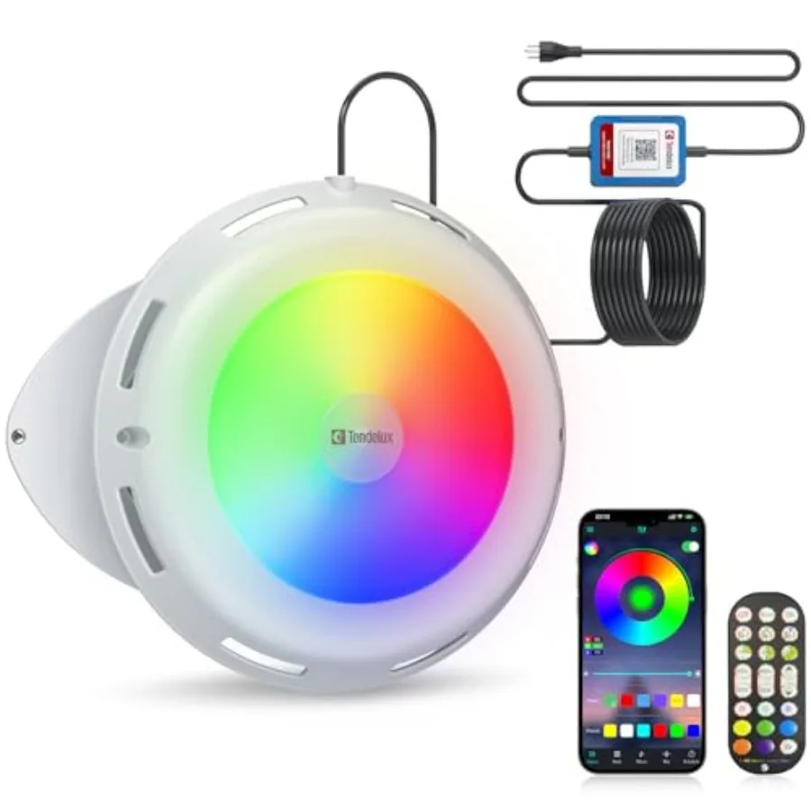 LED Swimming Pool Light, Surface Mounted Super Bright 30 Watt RGB Underwater Lamp with Mobile App and Remote for Inground and A
LED Swimming Pool Light, Surface Mounted Super Bright 30 Watt RGB Underwater Lamp with Mobile App and Remote for Inground and A