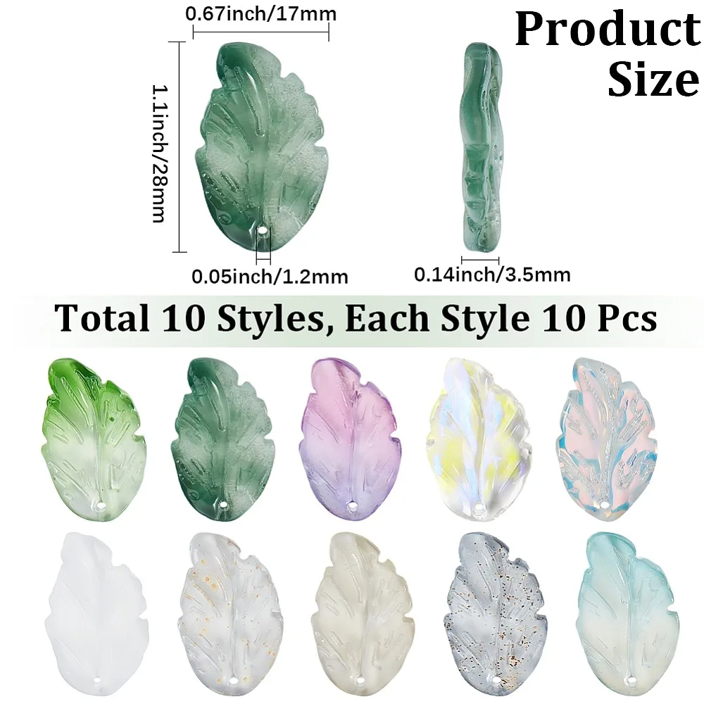 60Pcs 6 Colors Leaf Glass Pendants 40Pcs 4 Colors Handmade Lampwork Pendant Findings Kits Mixed Color 28x17x3.5mm Hole: 1.2mm
60Pcs 6 Colors Leaf Glass Pendants 40Pcs 4 Colors Handmade Lampwork Pendant Findings Kits Mixed Color 28x17x3.5mm Hole: 1.2mm