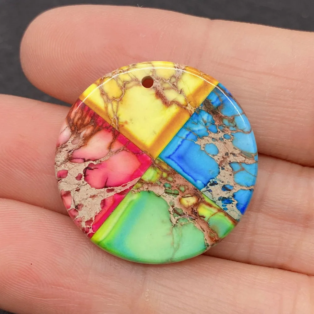 Natural Stone Colorful Matrix Spliced Round Single‑hole Emperor Stone Pendant DIY Jewelry Accessories for Necklaces Earrings
Natural Stone Colorful Matrix Spliced Round Single‑hole Emperor Stone Pendant DIY Jewelry Accessories for Necklaces Earrings