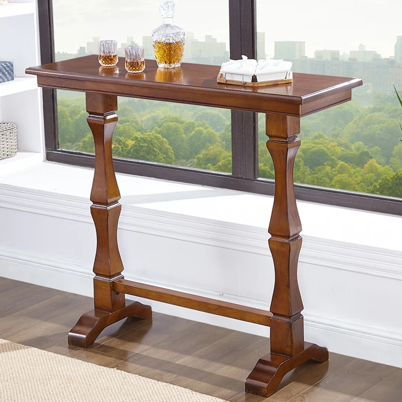 American bar table Household solid wood living room against the wall Small balcony European high-footed long bar counter
American bar table Household solid wood living room against the wall Small balcony European high-footed long bar counter