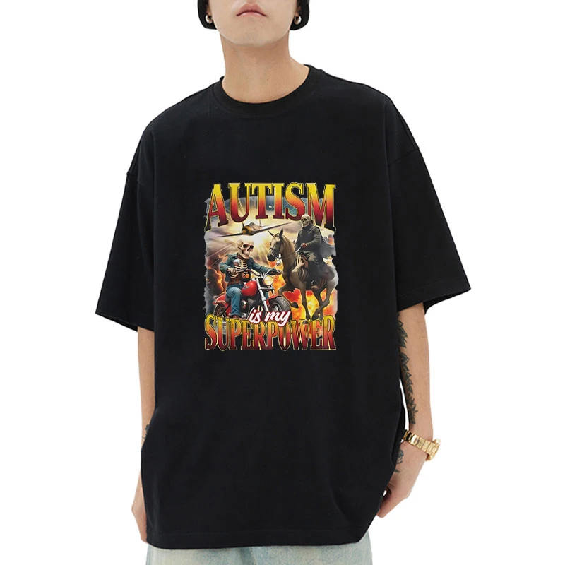 Autism Is My Superpower Graphic printed short sleeve T-shirts Men Women Summer Fashion Vintage O-Neck T shirt High Quality Tops
Autism Is My Superpower Graphic printed short sleeve T-shirts Men Women Summer Fashion Vintage O-Neck T shirt High Quality Tops