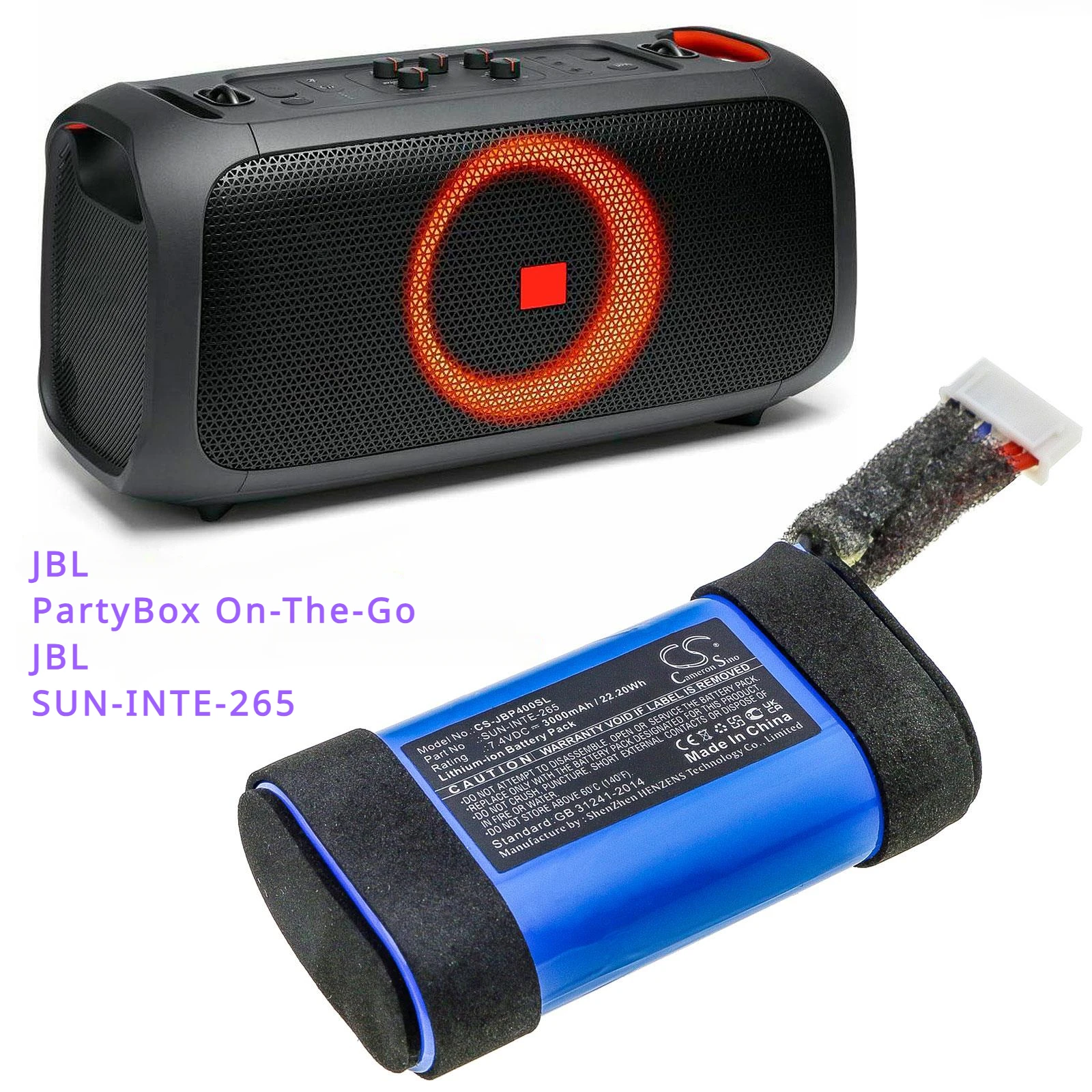 Аккумулятор Cameron Sino 3000 мАч для колонок JBL PartyBox On-The-Go, OnTheGo, On The Go
Аккумулятор Cameron Sino 3000 мАч для колонок JBL PartyBox On-The-Go, OnTheGo, On The Go