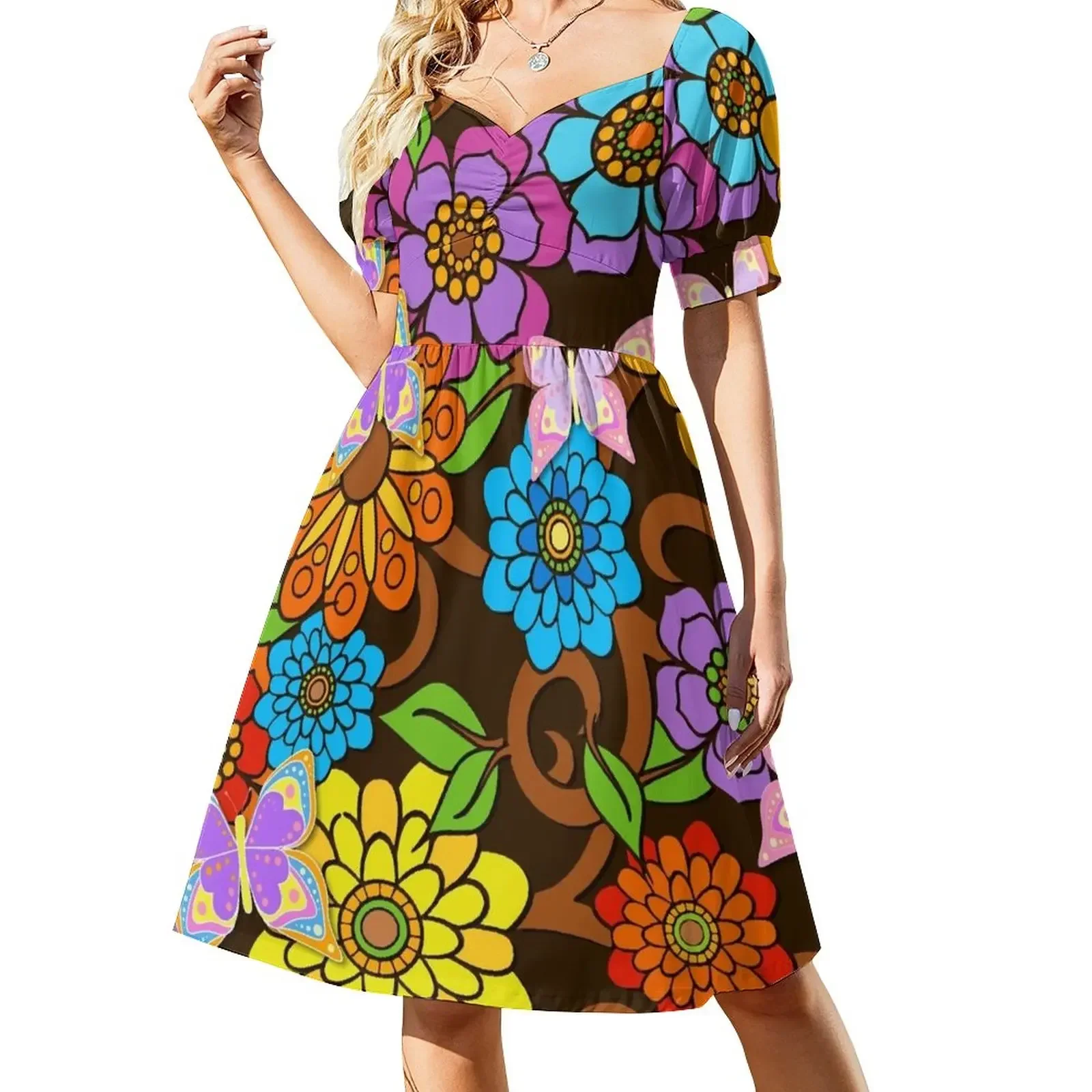 Funky Retro Flowers and Butterflies Art Short-Sleeved Dress party dresses women women's evening dresses 2025 Dress
Funky Retro Flowers and Butterflies Art Short-Sleeved Dress party dresses women women's evening dresses 2025 Dress