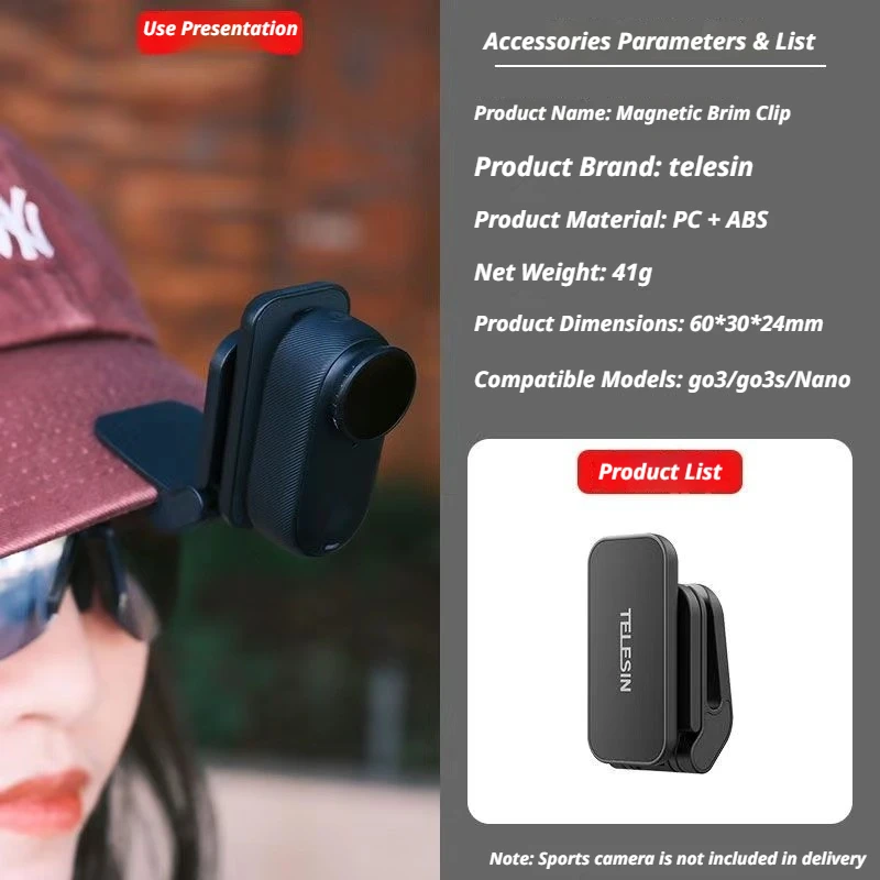 TELESIN Magnetic Quick-Attach Mount Cap Clamp Support For Insta360 Go Ultra/GO 3 3S DJI Osmo Nano Hat Clip Expansion Base
TELESIN Magnetic Quick-Attach Mount Cap Clamp Support For Insta360 Go Ultra/GO 3 3S DJI Osmo Nano Hat Clip Expansion Base