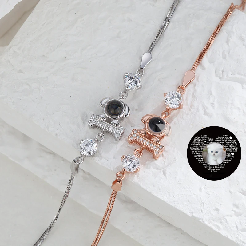 Custom Photo Projection Bracelet S925 Silver DIY Picture Rhinestone Dog Chain Cute Pet Memory Save Accessories For Women
Custom Photo Projection Bracelet S925 Silver DIY Picture Rhinestone Dog Chain Cute Pet Memory Save Accessories For Women