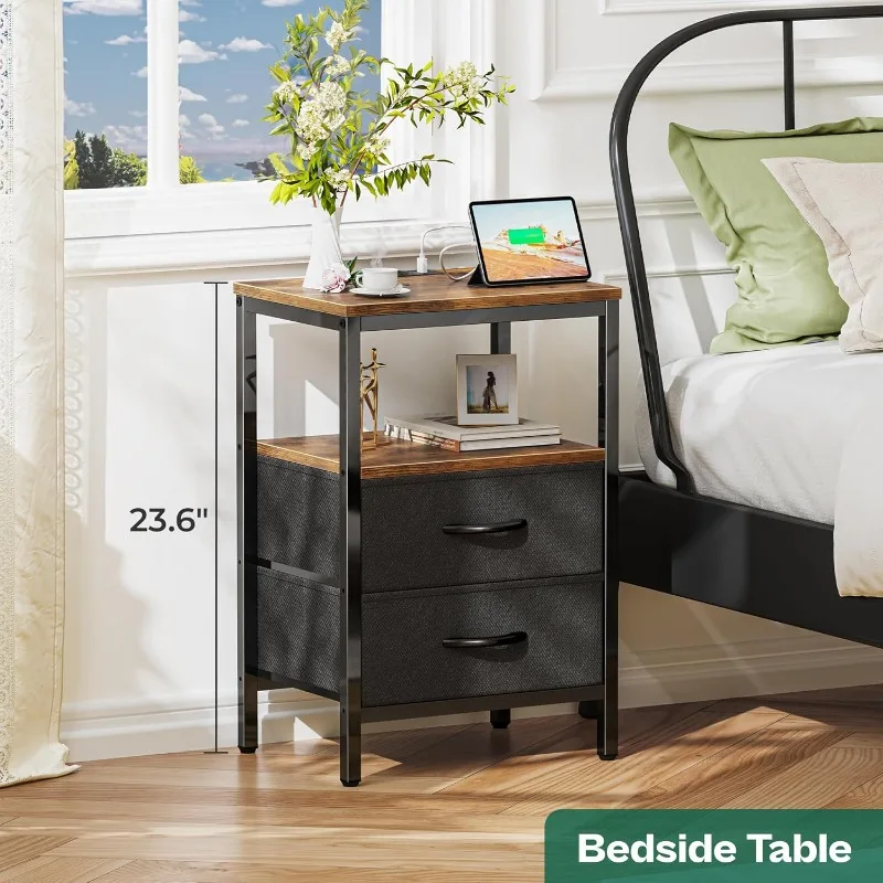2025 Nightstand with Charging Station, Bedside Table with USB Ports and Outlets, Night Stand for Bedroom, Rustic Brown and Black
2025 Nightstand with Charging Station, Bedside Table with USB Ports and Outlets, Night Stand for Bedroom, Rustic Brown and Black