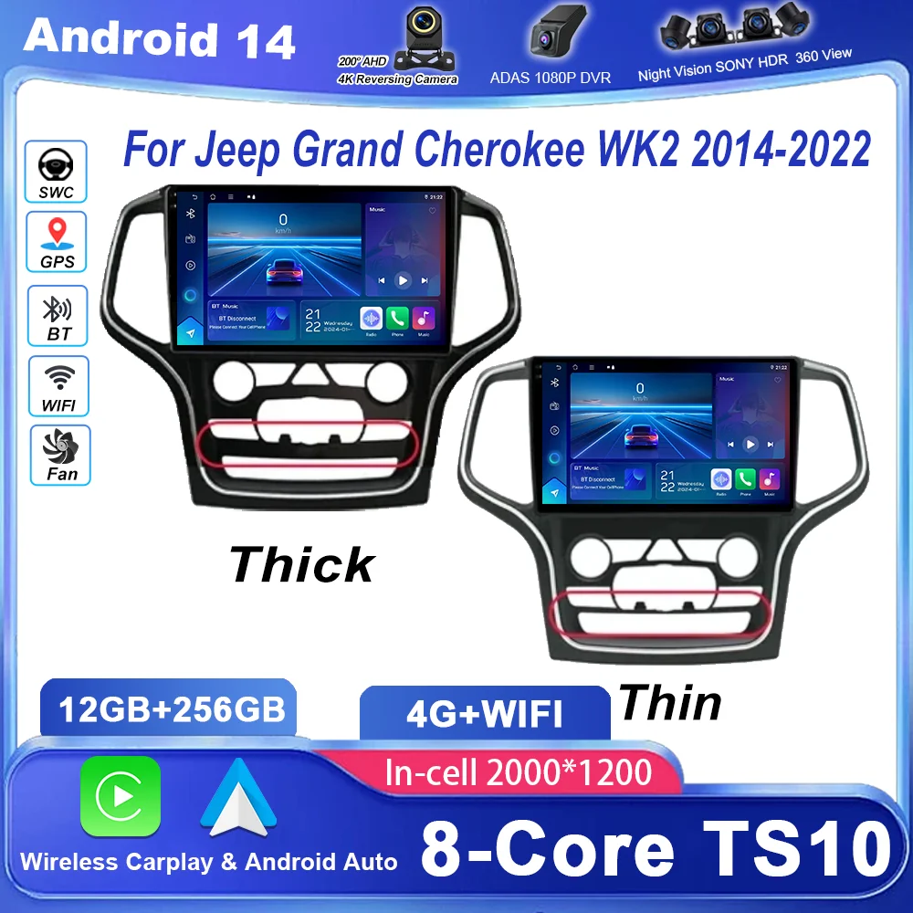Android 14 Radio Stereo For Jeep Grand Cherokee WK2 2014 -2022 Auto Multimedia Player WIFI GPS Navigation Head Unit QLED Screen
Android 14 Radio Stereo For Jeep Grand Cherokee WK2 2014 -2022 Auto Multimedia Player WIFI GPS Navigation Head Unit QLED Screen