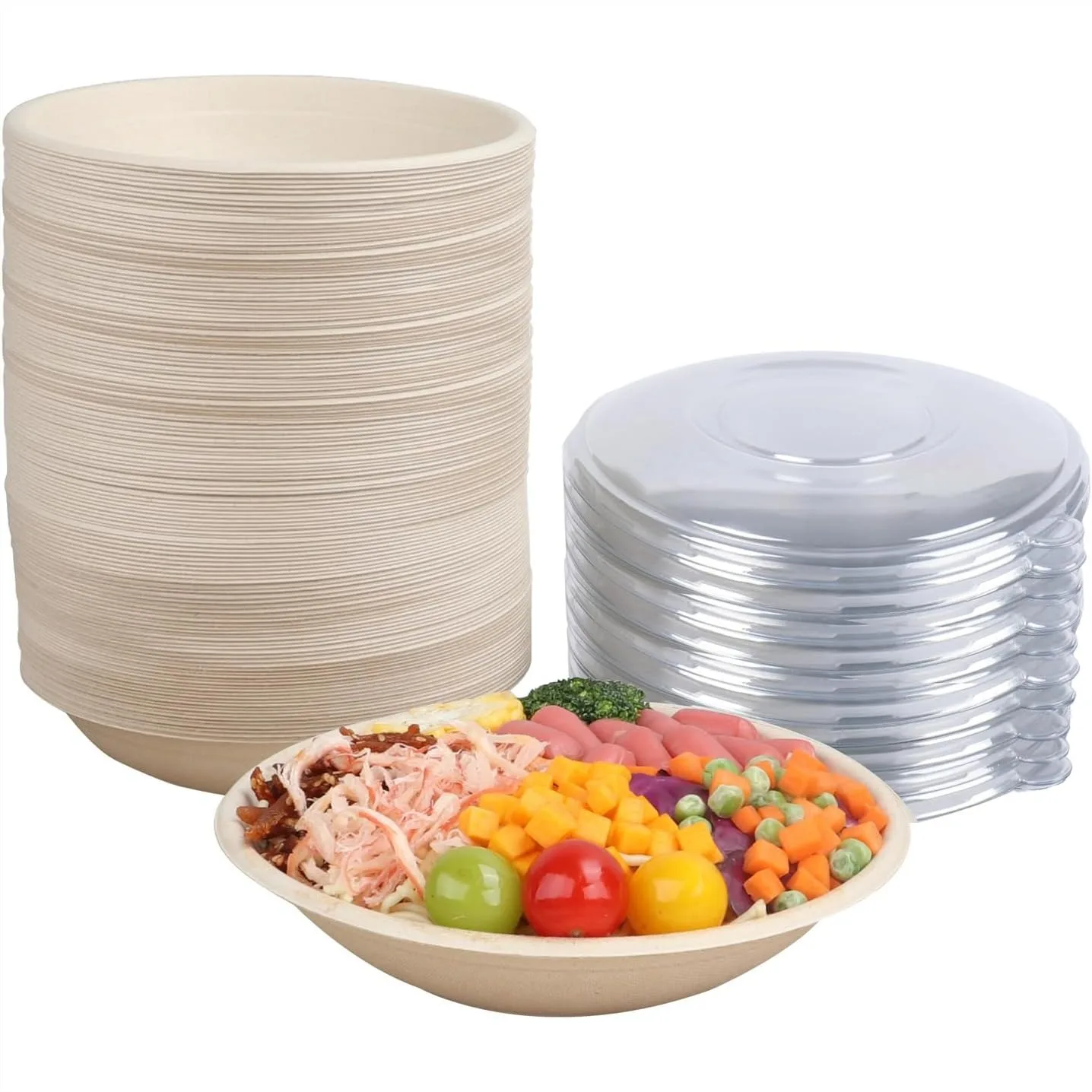 24 oz Disposable Salad Bowls with Lids, Sugarcane Fiber Take Out Containers for Freezer and Meal Prep, 50 Pack
24 oz Disposable Salad Bowls with Lids, Sugarcane Fiber Take Out Containers for Freezer and Meal Prep, 50 Pack