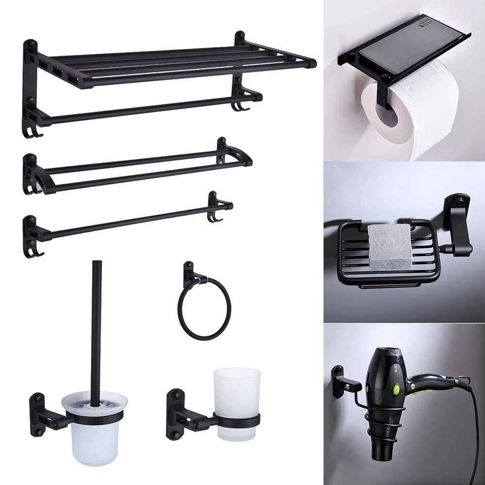 9PCS Wall Mounted Bathroom Hardware Set, Modern Black Aluminum Design, Hand-Drawing Craft, Ideal for Bathroom or Toilet
9PCS Wall Mounted Bathroom Hardware Set, Modern Black Aluminum Design, Hand-Drawing Craft, Ideal for Bathroom or Toilet