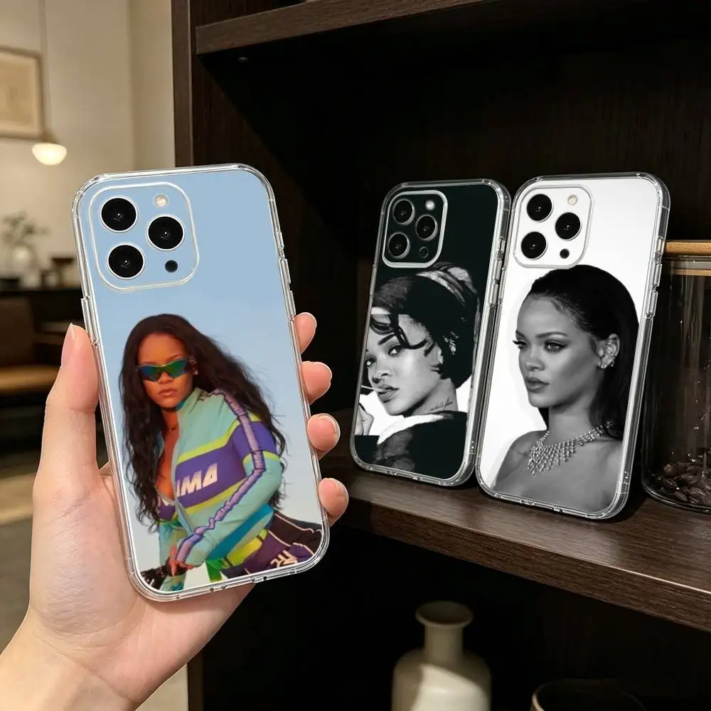 Singer R-Rihanna Phone Case For iPhone 17 16 15 14 13 12 11 Mini Pro Max Plus Transparent Cover