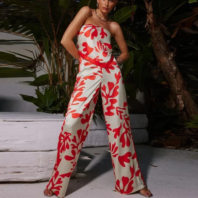 Casual Vacation Style Sexy Strapless Bandage Belly Tops + Pocket Long Pants Suit Women Fashion Print Set 2023 Boho Beach Outfits
Casual Vacation Style Sexy Strapless Bandage Belly Tops + Pocket Long Pants Suit Women Fashion Print Set 2023 Boho Beach Outfits