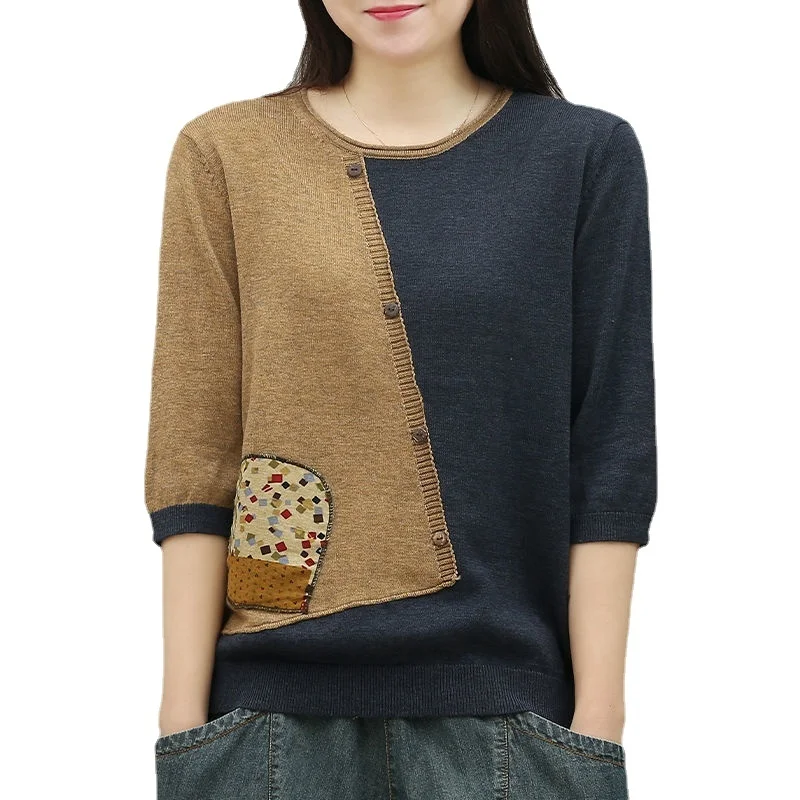 spring 2023 and summer new cotton thread three-quarter sleeve ethnic style print pullover loose all-match knitted sweater women
spring 2023 and summer new cotton thread three-quarter sleeve ethnic style print pullover loose all-match knitted sweater women