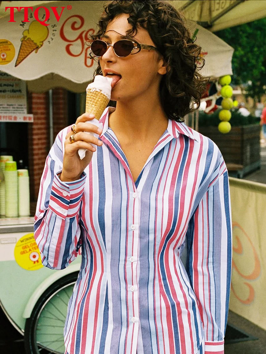 TTQV Fashion Loose Stripe Pritn Skirt Set 2 Piece Woman Elegant Long Sleeve Shirt With High Waist Mini Skirt Set Female Clothing
TTQV Fashion Loose Stripe Pritn Skirt Set 2 Piece Woman Elegant Long Sleeve Shirt With High Waist Mini Skirt Set Female Clothing