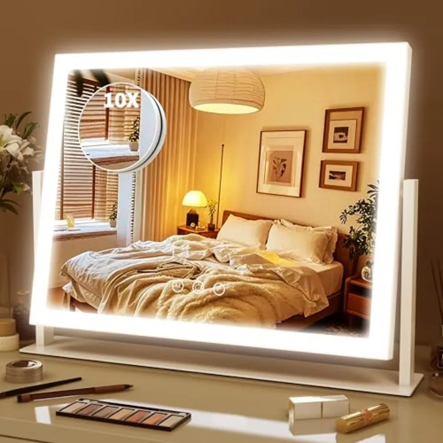 Зеркало для макияжа с подсветкой 16,3x12,6 дюймов, голливудское косметическое зеркало с 10-кратным увеличением, 3 режима цветовой LED-подсветки, интеллектуальное сенсорное управление и
Зеркало для макияжа с подсветкой 16,3x12,6 дюймов, голливудское косметическое зеркало с 10-кратным увеличением, 3 режима цветовой LED-подсветки, интеллектуальное сенсорное управление и