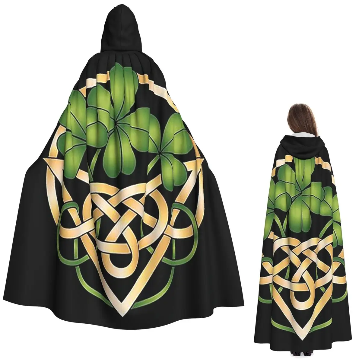 Celtic Knot And Shamrock Print Long Hooded Cloak Witch Medieval Costume Cosplay Cape HalloweenParty Adult Unisex
Celtic Knot And Shamrock Print Long Hooded Cloak Witch Medieval Costume Cosplay Cape HalloweenParty Adult Unisex