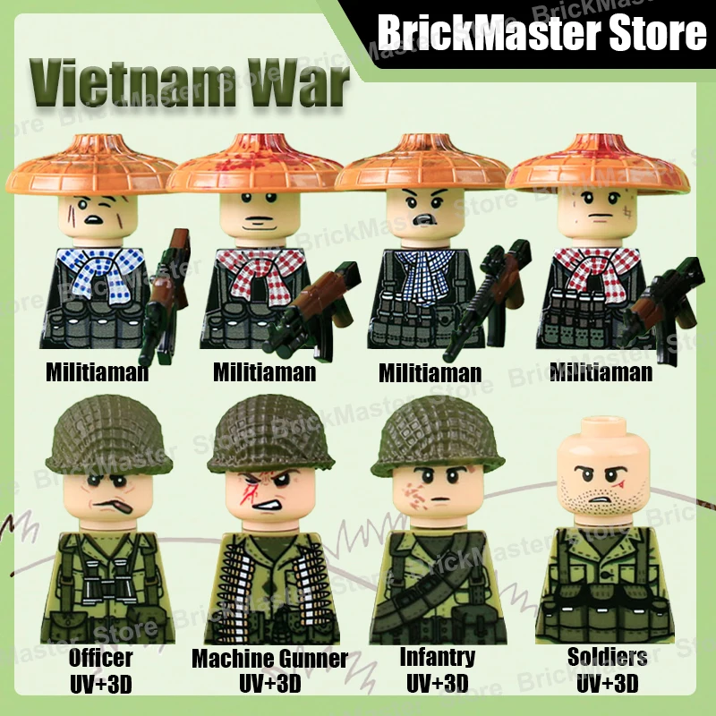 Военная сцена войны во Вьетнаме, фигурка солдата милиции, строительные блоки, армейский офицер с УФ-принтом, пехотный пистолет, 3D шлем, кирпичи, игрушка в подарок
Военная сцена войны во Вьетнаме, фигурка солдата милиции, строительные блоки, армейский офицер с УФ-принтом, пехотный пистолет, 3D шлем, кирпичи, игрушка в подарок
