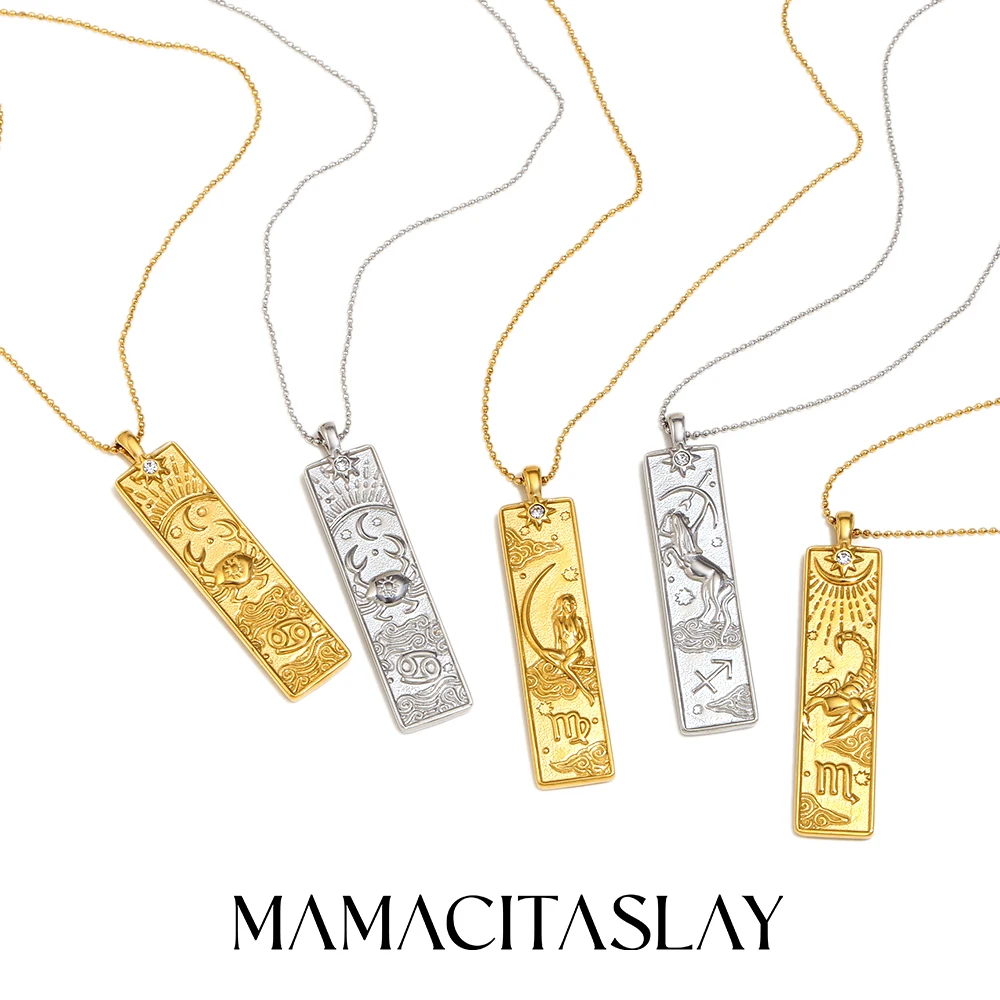 MamacitaSlay Classic Rectangular Zodiac Pendant Beaded Chain Necklace Titanium 316L stainless steel jewelry woman gifts for wome
MamacitaSlay Classic Rectangular Zodiac Pendant Beaded Chain Necklace Titanium 316L stainless steel jewelry woman gifts for wome