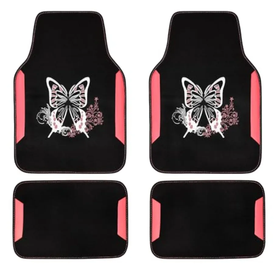 Embroidery Butterfly Car Floor Mats, Leather Pink Carpet Floor mats with Heel Pad for Cute Women Girl, Universal Fit for Suvs,
Embroidery Butterfly Car Floor Mats, Leather Pink Carpet Floor mats with Heel Pad for Cute Women Girl, Universal Fit for Suvs,