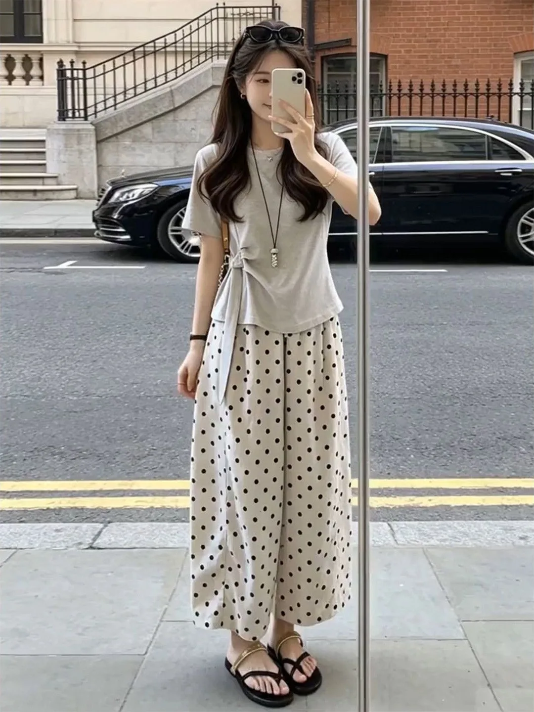 Summer Polka Dot Wide Leg Pants Women's Short Sleeve T-Shirt Set Breathable Lightweight round Neck Commute Style Casual Wear
Summer Polka Dot Wide Leg Pants Women's Short Sleeve T-Shirt Set Breathable Lightweight round Neck Commute Style Casual Wear