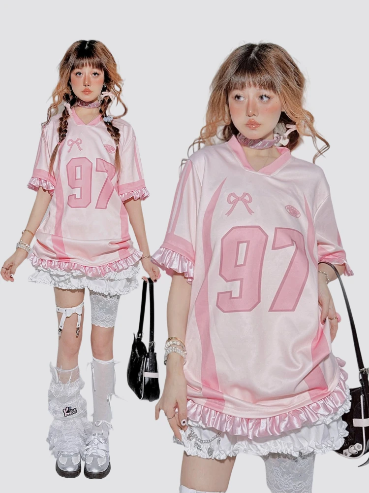 American Sle Spliced T-irt Women's Summer Pink oulder V-Ne Spor Bloette Casual Loose Fit ort Sve Printed
American Sle Spliced T-irt Women's Summer Pink oulder V-Ne Spor Bloette Casual Loose Fit ort Sve Printed