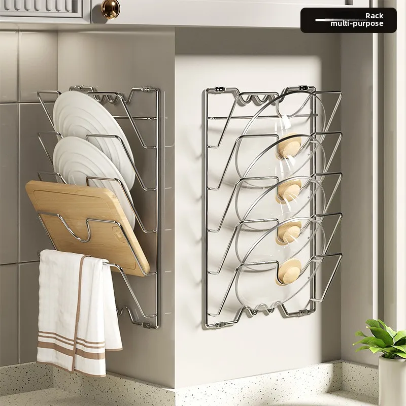 Wall-Mounted Pot Lid Organizer Cutting Board Rack Space Saving Kitchen Storage Clutter-Free Home Tool with Easy Installation
Wall-Mounted Pot Lid Organizer Cutting Board Rack Space Saving Kitchen Storage Clutter-Free Home Tool with Easy Installation