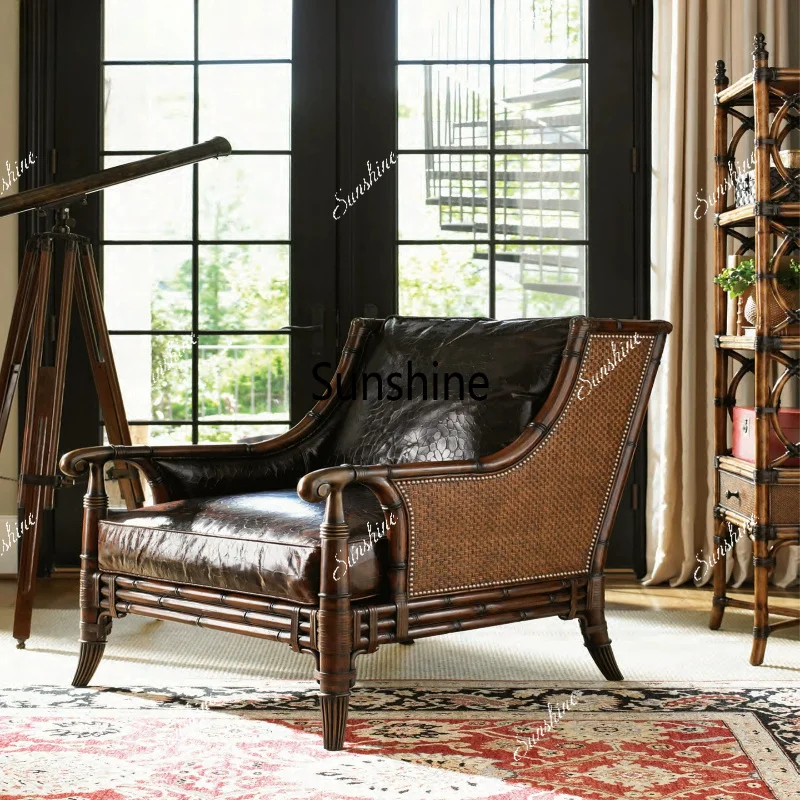 American retro rattan single sofa chair, fabric casual, living room balcony armrest
American retro rattan single sofa chair, fabric casual, living room balcony armrest