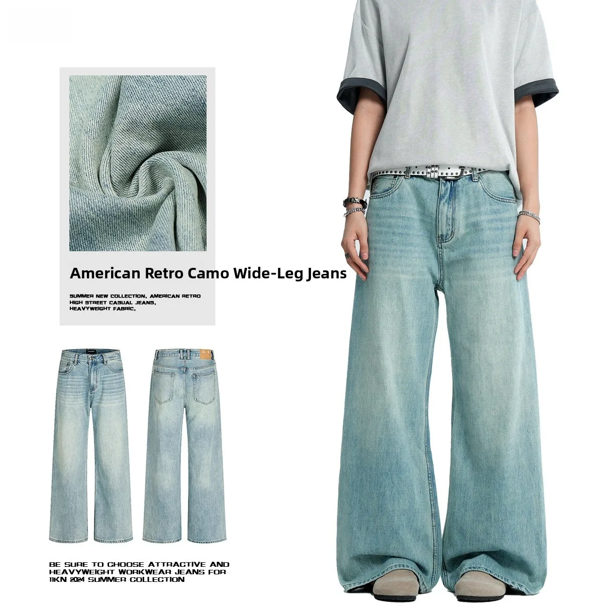 American Sle Retro Waed Blue Straight Leg Jeans Men's Loose Casual Slimming Jeans Cotton mid Waist Zipper Opening
American Sle Retro Waed Blue Straight Leg Jeans Men's Loose Casual Slimming Jeans Cotton mid Waist Zipper Opening