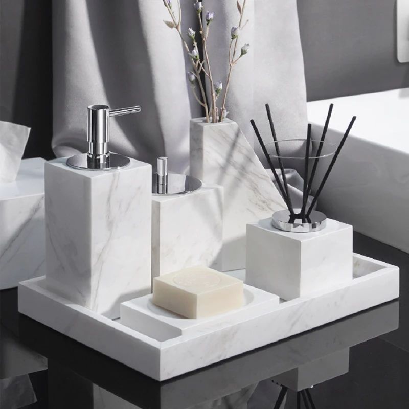 Volakos White Natural Marble Bathroom Set Soap Dispenser Soap Dish Reed diffuser Tissue Box Vanity Tray Bathroom Accessories
Volakos White Natural Marble Bathroom Set Soap Dispenser Soap Dish Reed diffuser Tissue Box Vanity Tray Bathroom Accessories