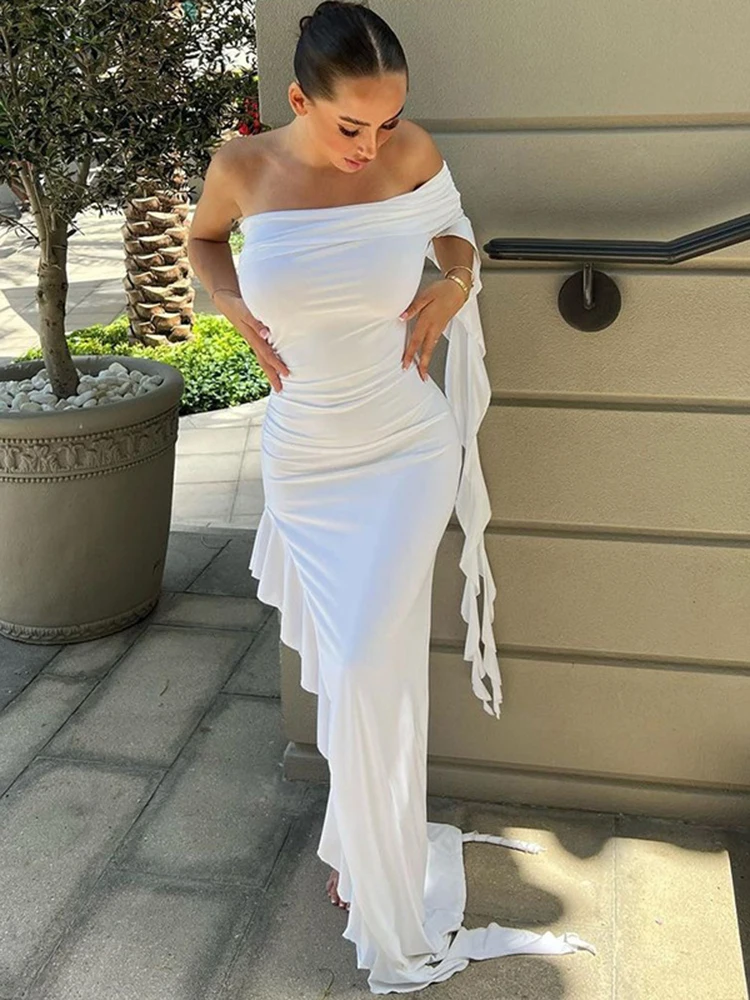 One Shoulder Ruffle Maxi Dress Irrigrual Party Long Dress Evening Birthday Clothes Elegant Outfits Summer
One Shoulder Ruffle Maxi Dress Irrigrual Party Long Dress Evening Birthday Clothes Elegant Outfits Summer