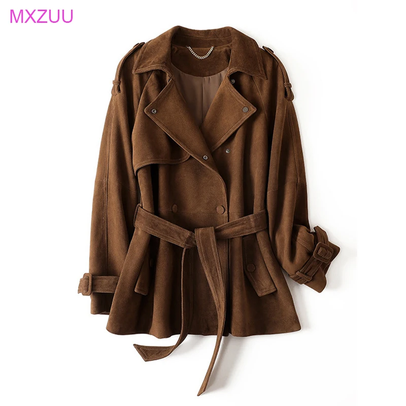 Настоящая замшевая куртка для женщин, осенне-зимний двубортный ремень с кофейными лацканами, тонкий плащ из натуральной кожи среднего и длинного цвета
Настоящая замшевая куртка для женщин, осенне-зимний двубортный ремень с кофейными лацканами, тонкий плащ из натуральной кожи среднего и длинного цвета