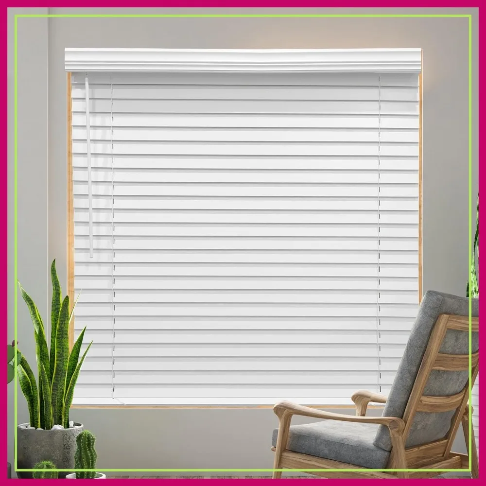 46" x 48" Cordless Faux Wood Blinds, 2 Inch Slat, Room Darkening, White
46" x 48" Cordless Faux Wood Blinds, 2 Inch Slat, Room Darkening, White
