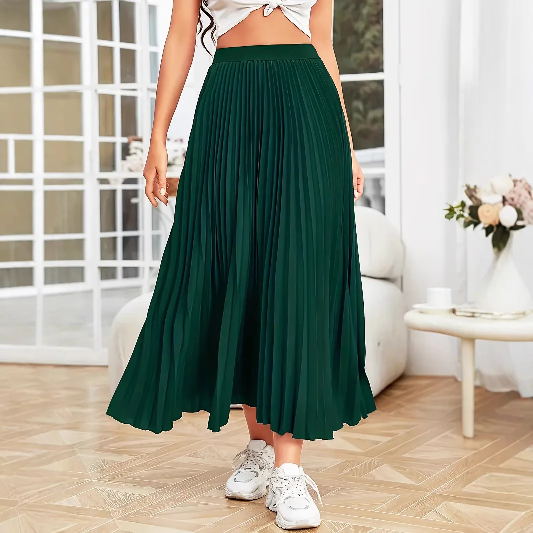 Women's fashionable and elegant long pleated elastic waist plus pleated skirt
Women's fashionable and elegant long pleated elastic waist plus pleated skirt
