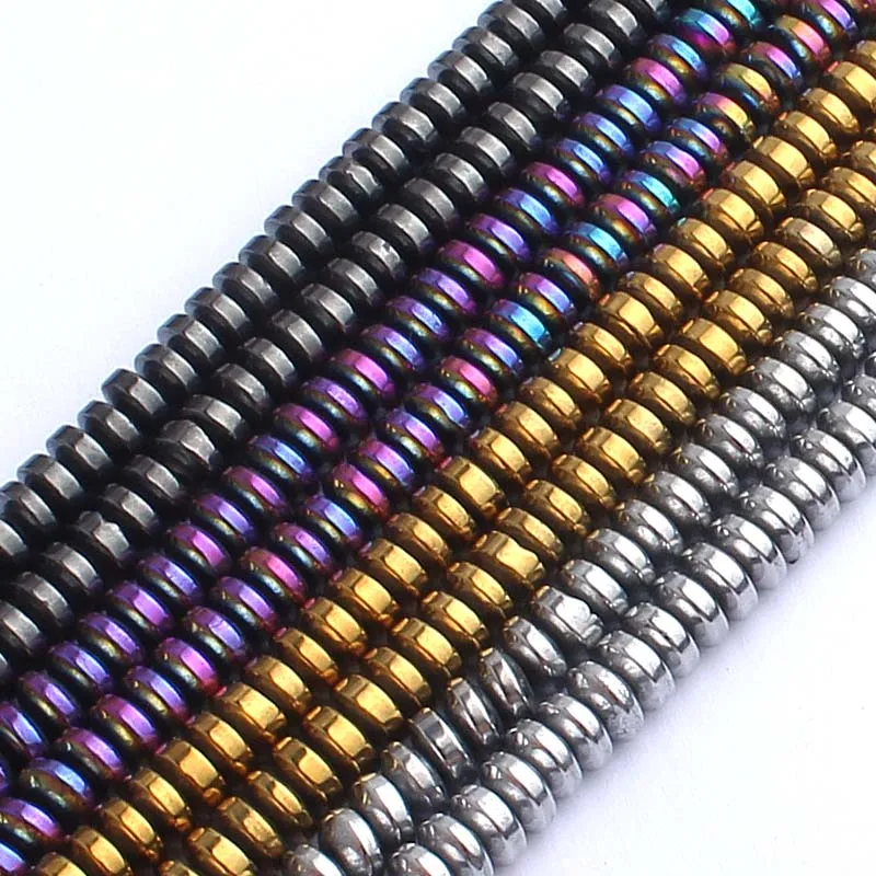 4*2mm Natural Hematite Rondelle Beads Jewelry Black/Gold Color /Rainbow/Silver Color Plated Spacer Beads Diy Bracelets 15 Inches
4*2mm Natural Hematite Rondelle Beads Jewelry Black/Gold Color /Rainbow/Silver Color Plated Spacer Beads Diy Bracelets 15 Inches