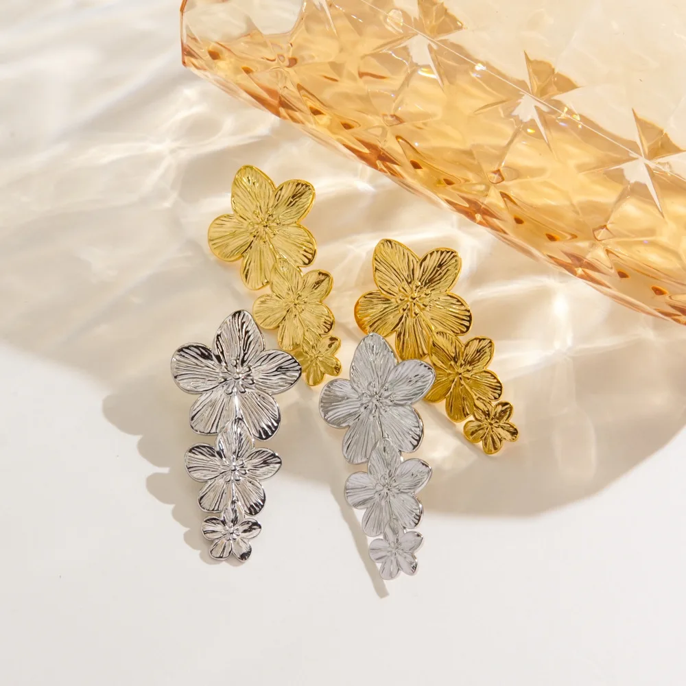 Vintage Metal Flower Shape Stud Earrings Gold Plated Boho Stainless Steel Flower Drop Earrings for Women Girls Jewelry Gift
Vintage Metal Flower Shape Stud Earrings Gold Plated Boho Stainless Steel Flower Drop Earrings for Women Girls Jewelry Gift